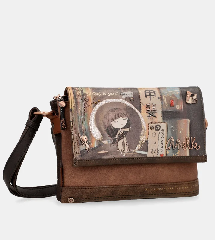 Women's Crossbody Bag with Magnetic Closure in White for Quick AccessShōen 3 compartment flap bag