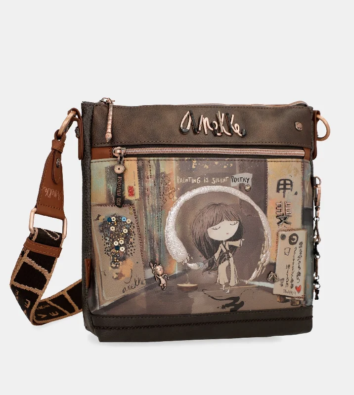 Women's Crossbody Bag with Zippered Pocket on the Back in Red for SecurityShōen medium brown shoulder bag Women's Crossbody Bag with Zippered Pocket on the Back in Red for SecurityShōen medium brown shoulder bag