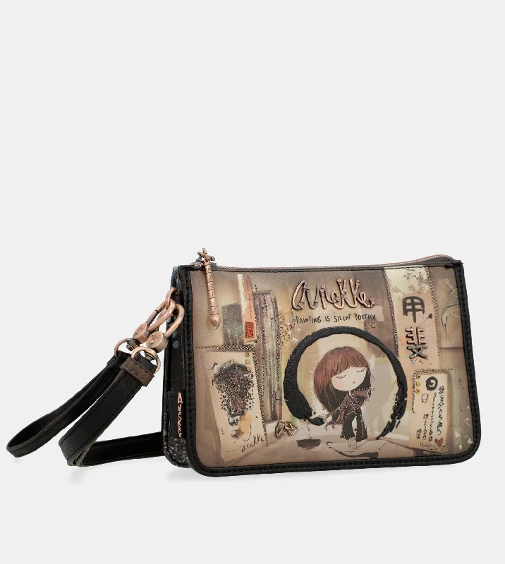 Women's Crossbody Bag with Zippered Pocket on the Back in Red for SecurityShōen shoulder bag and handbag