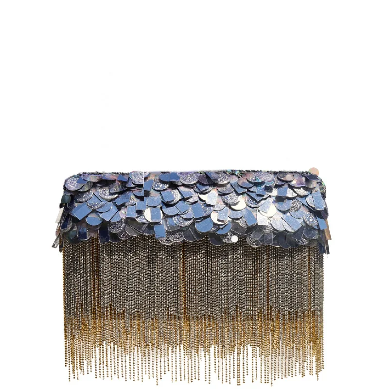 Women's Glittery Clutch in Blue for Disco - Themed EventsSilver Shimmy Ombre' Clutch Women's Glittery Clutch in Blue for Disco - Themed EventsSilver Shimmy Ombre' Clutch