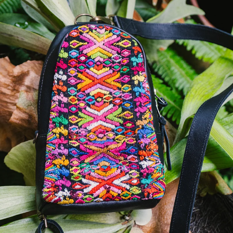 Women's Crossbody Bag with Multiple Compartments in Gray for Organized Daily UseSMALL 2.0 CROSSBODY SLING - OOAK HUIPIL - BLACK - NO. 13165 Women's Crossbody Bag with Multiple Compartments in Gray for Organized Daily UseSMALL 2.0 CROSSBODY SLING - OOAK HUIPIL - BLACK - NO. 13165