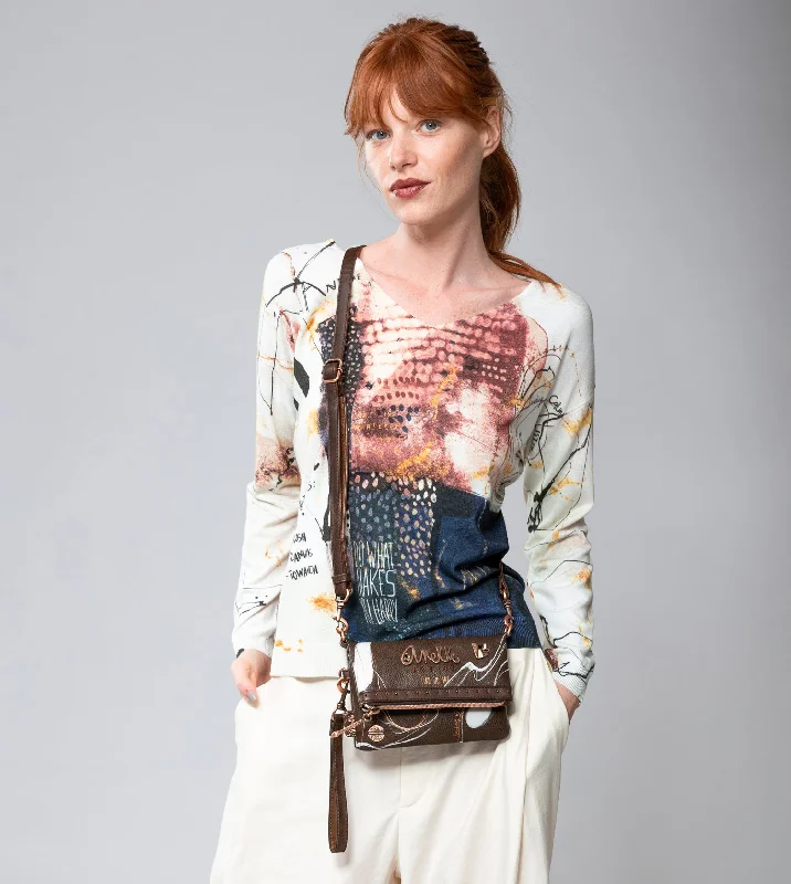 Medium - sized Canvas Crossbody Bag in Beige with Floral Print for Spring OutingsSmall brown shoulder bag Nature Shodō