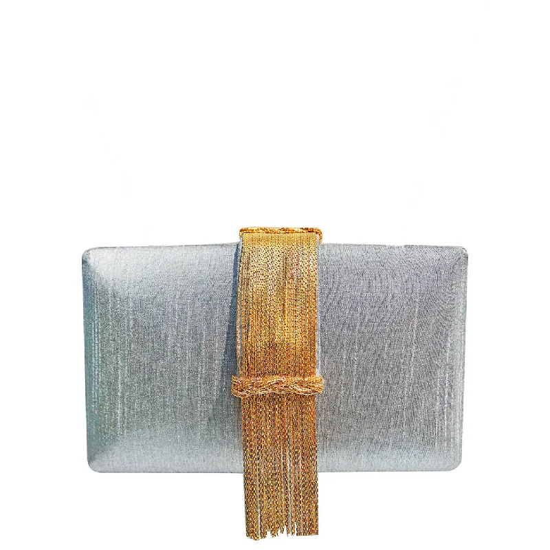 Mirrored Clutch in Silver for Futuristic - Themed GatheringsSmokeshow Fringe Clutch Mirrored Clutch in Silver for Futuristic - Themed GatheringsSmokeshow Fringe Clutch
