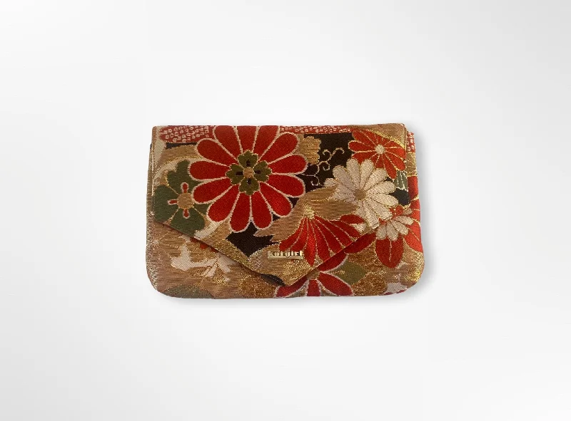 Women's Metallic Leather Clutch in Rose Gold for Valentine's DateSpice Orange Kiku Clutch Women's Metallic Leather Clutch in Rose Gold for Valentine's DateSpice Orange Kiku Clutch
