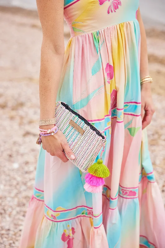 Floral - Printed Satin Clutch in Pink for Spring GalasSprinkle Party Lemon Drop Citron - Small Floral - Printed Satin Clutch in Pink for Spring GalasSprinkle Party Lemon Drop Citron - Small