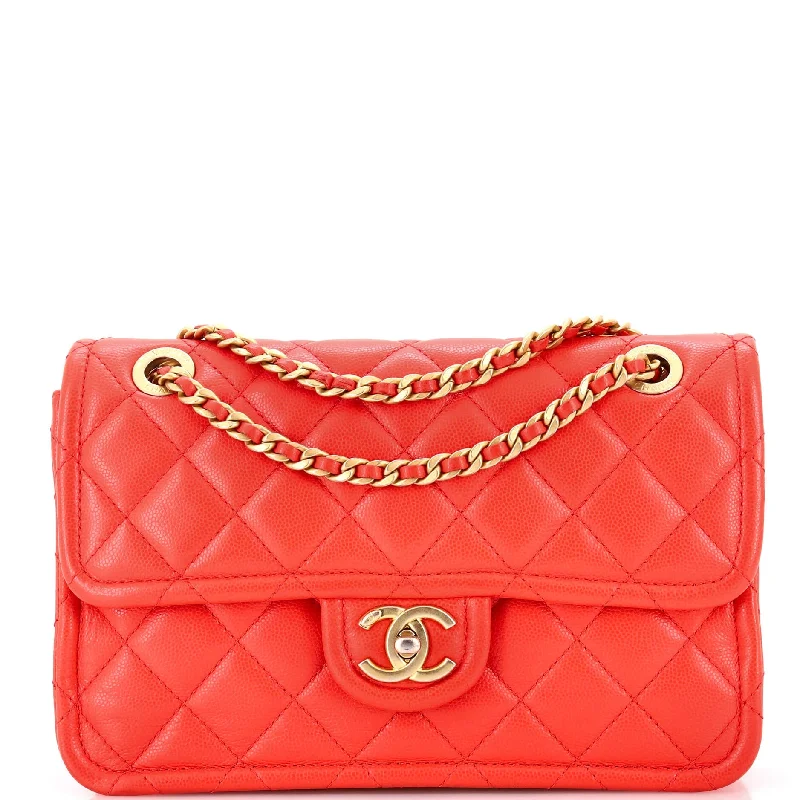 Women's Crossbody Bag with Magnetic Closure in White for Quick AccessSweet Classic Flap Bag Quilted Caviar Medium