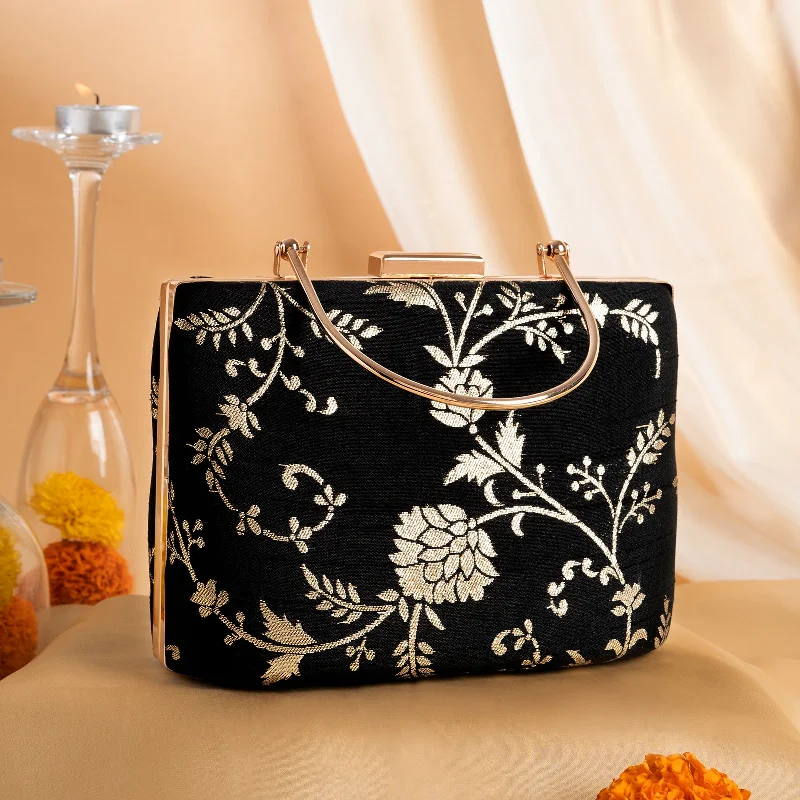 Snake - Skin Effect Clutch in Green for Exotic PartiesTeejh Ameesha Floral Brocade Clutch