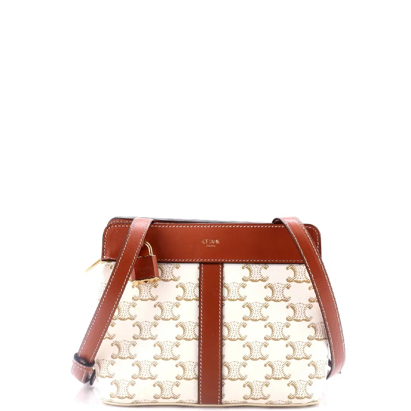 Women's Crossbody Bag with Chain Strap in Gold for a Glamorous TouchTeen Cabas De France Bag Triomphe Coated Canvas Small Women's Crossbody Bag with Chain Strap in Gold for a Glamorous TouchTeen Cabas De France Bag Triomphe Coated Canvas Small
