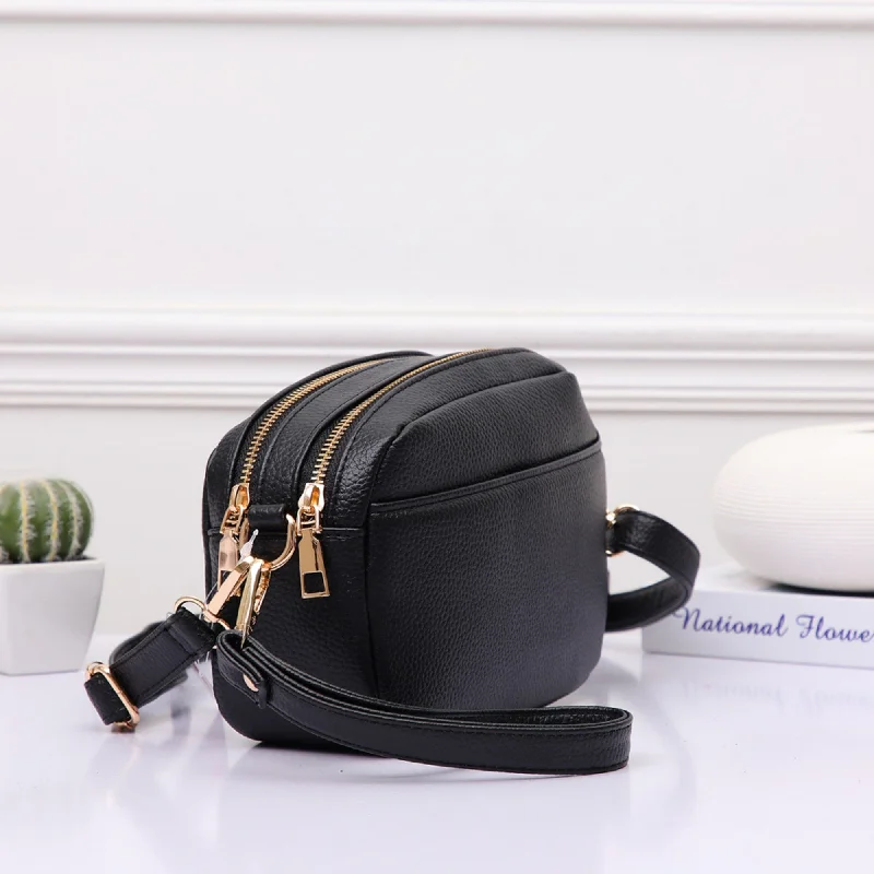 Women's Crossbody Bag with RFID - Blocking Pocket in Black for Safe TravelTG10281 Grace Front Pocket Double Zipper Crossbody Bag