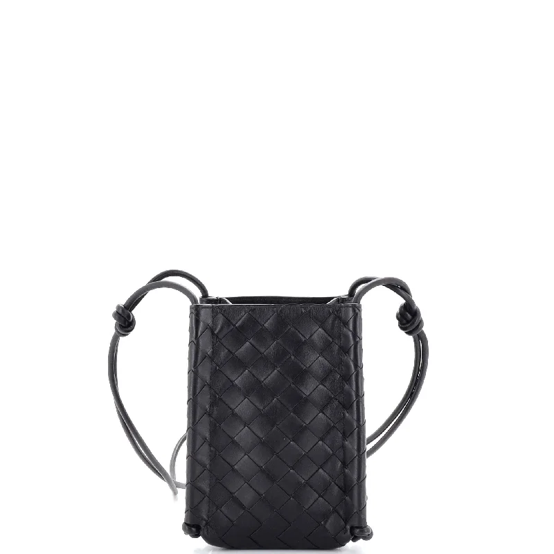 Women's Crossbody Bag with RFID - Blocking Pocket in Black for Safe TravelThe Knot Bag Intrecciato Nappa Mini Women's Crossbody Bag with RFID - Blocking Pocket in Black for Safe TravelThe Knot Bag Intrecciato Nappa Mini