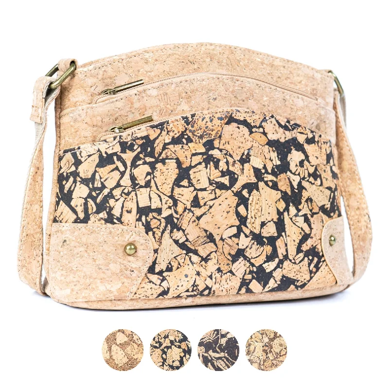 Straw Crossbody Bag in Natural Color for Beach Vacations and Summer DaysWomen's Triple-Zip Crossbody Bag – Crafted from Cork and Coffee Grounds BAG-2340 Straw Crossbody Bag in Natural Color for Beach Vacations and Summer DaysWomen's Triple-Zip Crossbody Bag – Crafted from Cork and Coffee Grounds BAG-2340