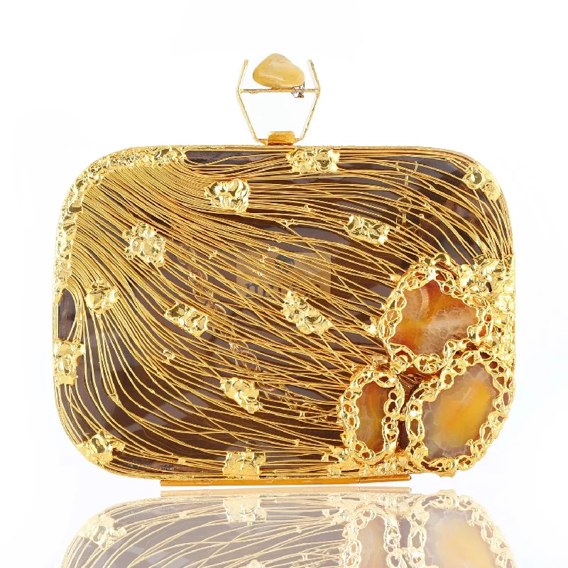 Geometric - Patterned PVC Evening Bag in Multicolor for Trendy Nights OutVeil Gold Clutch - Women's clutch bag