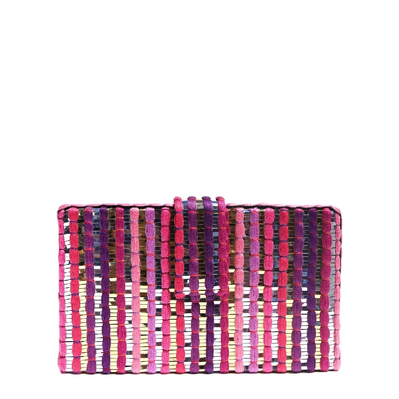 Women's Small Beaded Clutch in Silver for New Year's Eve PartyViva Magenta Dori Clutch Women's Small Beaded Clutch in Silver for New Year's Eve PartyViva Magenta Dori Clutch