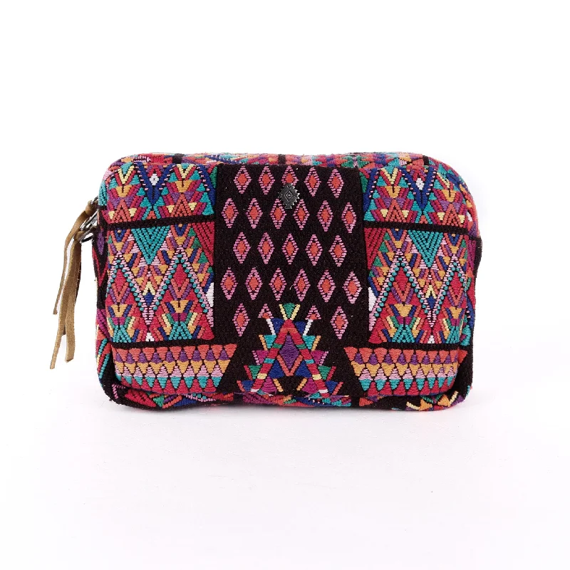 Women's Crossbody Bag with Zippered Pocket on the Back in Red for SecurityWANDER CROSSBODY BAG + STRAP SET - OOAK HUIPIL & CORTE - WRANGLER - NO. 14126