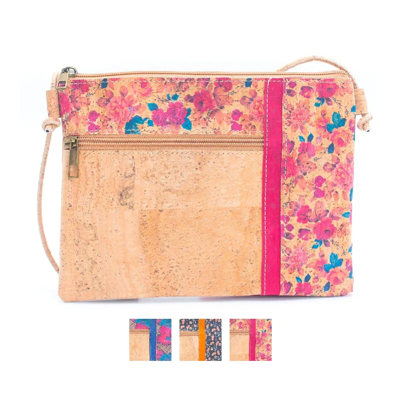 Leather - Trimmed Denim Crossbody Bag in Blue for a Vintage - Inspired LookWomen's Natural Cork Crossbody Bag BAGP-227 Leather - Trimmed Denim Crossbody Bag in Blue for a Vintage - Inspired LookWomen's Natural Cork Crossbody Bag BAGP-227